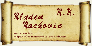 Mladen Mačković vizit kartica